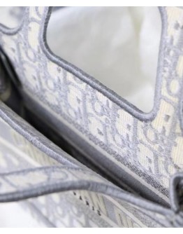 Dior Mini Book Tote Original Dior Oblique Embroidered Canvas Bag Gray