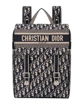 Dior Backpack in blue Dior Oblique embroidered canvas Dark Blue