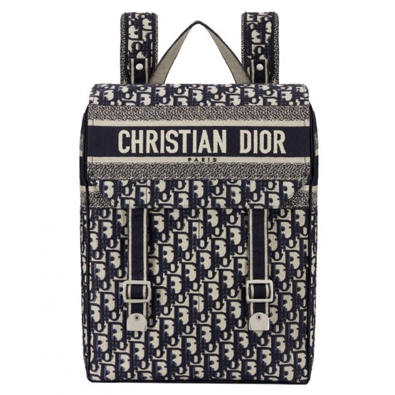 Dior Embroidered Canvas Backpack Khaki