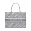 Dior Small Book Tote With Dior Oblique Embroidery Gray