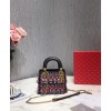 Dior Leather Beaded Fringe Mini Lady Dior Bag Red