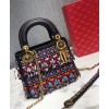 Dior Leather Beaded Fringe Mini Lady Dior Bag Red
