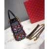 Dior Leather Beaded Fringe Mini Lady Dior Bag Red