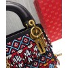 Dior Leather Beaded Fringe Mini Lady Dior Bag Red