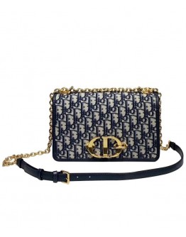 Dior 30 Montaigne Bag with Chain Dark Blue