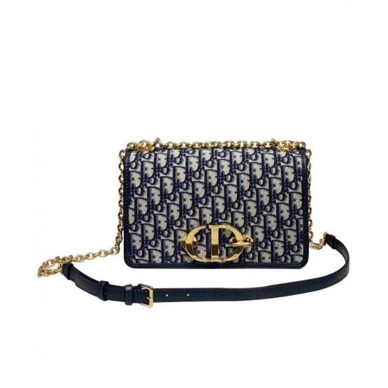 Dior 30 Montaigne Bag with Chain Dark Blue
