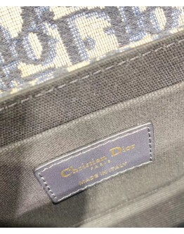 Dior 30 Montaigne Jacquard Canvas Box Bag Dark Blue