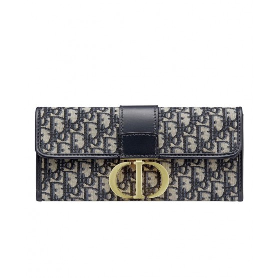 Dior 30 Montaigne Jacquard Canvas Clutch Bag Dark Blue