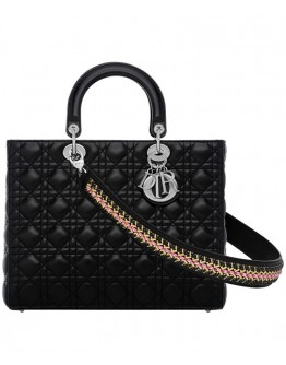 Dior Lady Dior Large Classic Tote Bag With Lambskin Black