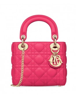 Dior Lady Dior Mini Classic Tote Bag With Lambskin