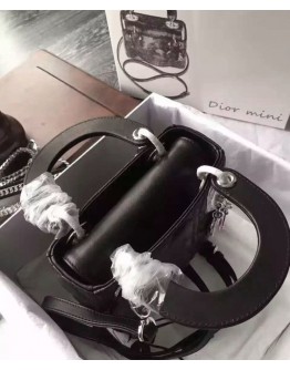 Dior Lady Dior Mini Classic Tote Bag With Lambskin
