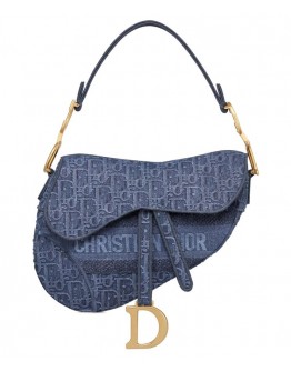 Dior Saddle Denim Canvas Bag Blue