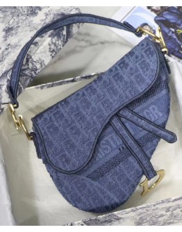 Dior Saddle Denim Canvas Bag Blue