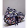 Dior Oblique Jacquard And Alex Foxton Print Saddle Bag Dark Blue