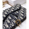 Dior Saddle long wallet with flap S5614 Dark Blue