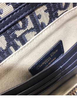 Dior Saddle long wallet with flap S5614 Dark Blue