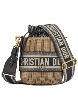 Dior Wicker Bucket Bag Apricot