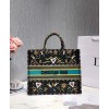 Dior Book Tote Embroidered Canvas Tote Green