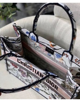 Dior Small Dior Book Tote White