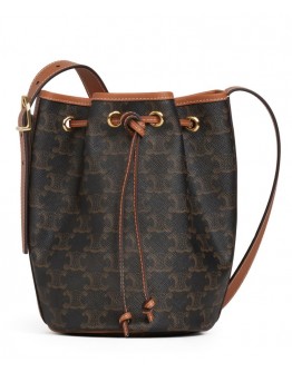 Celine Small Drawstring Bag In Triomphe Canvas