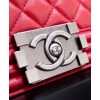 C-C Lambskin Medium Boy Bag A67086 Red