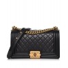 C-C Black Lambskin Medium Boy Bag A67086 Black