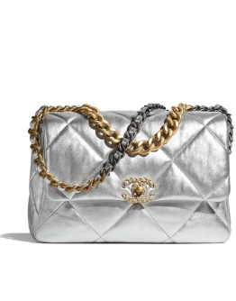 C-C 19 Large Flap Bag AS1161 Silver
