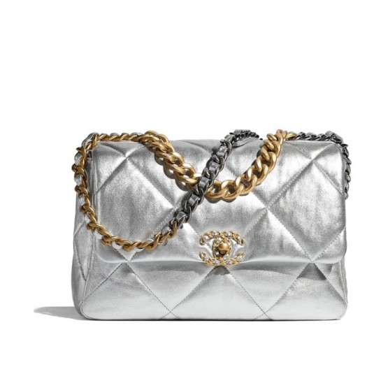 C-C 19 Large Flap Bag AS1161 Silver