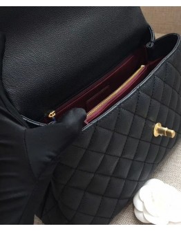 C-C Flap Bag With Top Handle A92991 Black