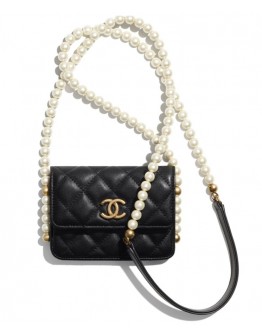 C-C Flap Card Holder With Chain AP2185 Black