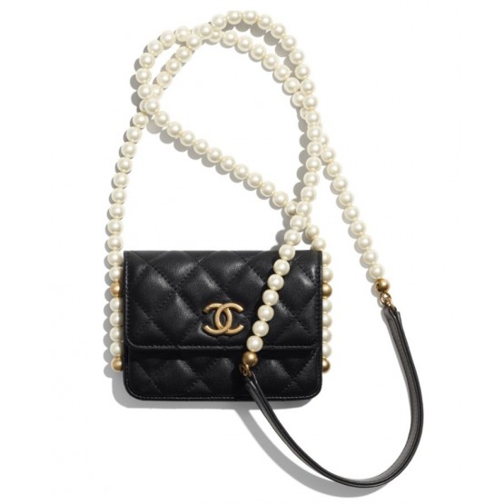 C-C Flap Card Holder With Chain AP2185 Black