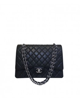 C-C CF MAXI 33cm Bag A58601 Black Calfskin