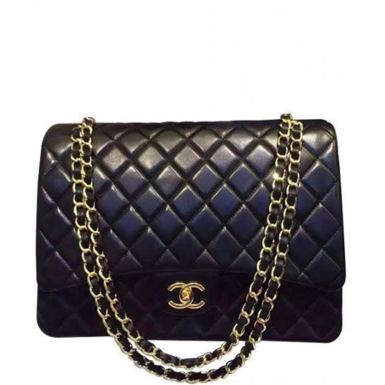 C-C CF MAXI 33cm Bag A58601 Black Lambskin