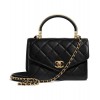 C-C Small Flap Bag with Top Handle AS0625 Black