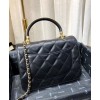 C-C Small Flap Bag with Top Handle AS0625 Black