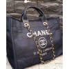 C-C Large Deauville Canvas Tote Shopping Bag A66941 Dark Blue