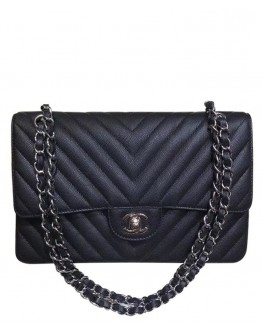 C-C V Type Flap Bag A01112 Black