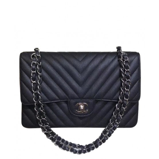 C-C V Type Flap Bag A01112 Black