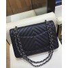 C-C V Type Flap Bag A01112 Black