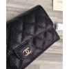 C-C Quilted Flap Wallet in Caviar A31506 Black