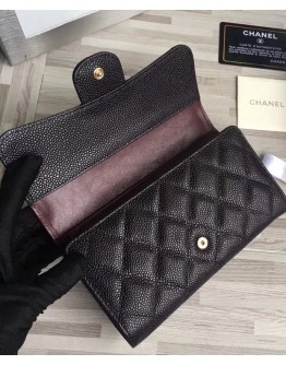 C-C Quilted Flap Wallet in Caviar A31506 Black