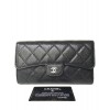 C-C Quilted Flap Wallet in Caviar A31506 Black