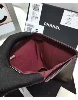C-C Quilted Bi-fold Wallet in Lambskin Black
