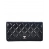 C-C Quilted Bi-fold Wallet in Lambskin Black