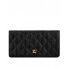 C-C Quilted Bi-fold Wallet in Caviar Black