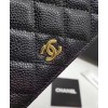 C-C Quilted Bi-fold Wallet in Caviar Black