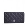 C-C Quilted Bi-fold Wallet in Caviar Black