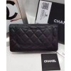 C-C Quilted Bi-fold Wallet in Caviar Black