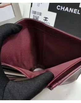 C-C Quilted Bi-fold Wallet in Caviar Black