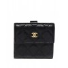 C-C Caviar Quilted Compact Flap Wallet Black